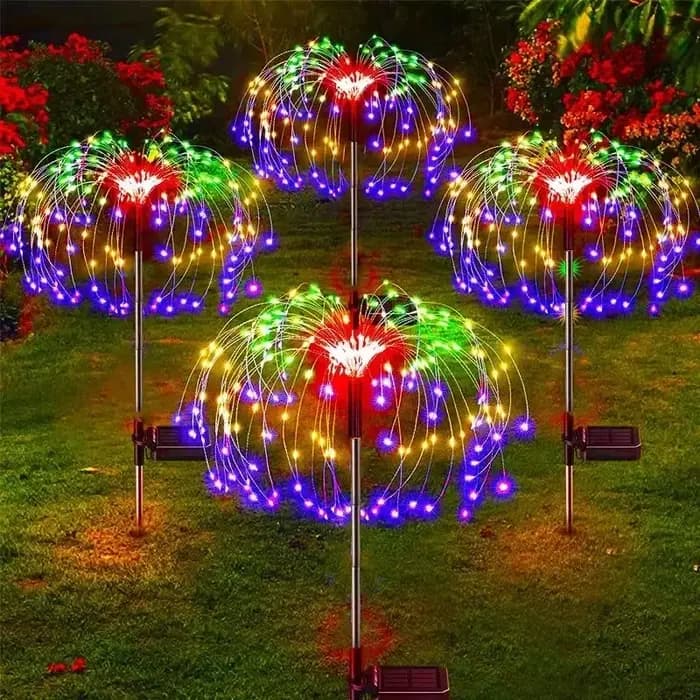 Lampes solaires LED d'extérieur en forme de feu d'artifice
