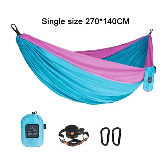 Hamac de jardin de randonnée de Camping en plein air de taille simple et Double de tissu de Parachute en Nylon portatif