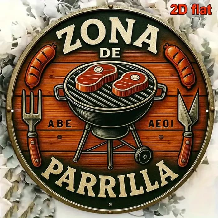 Panneau de barbecue espagnol rétro en métal de 8 pouces