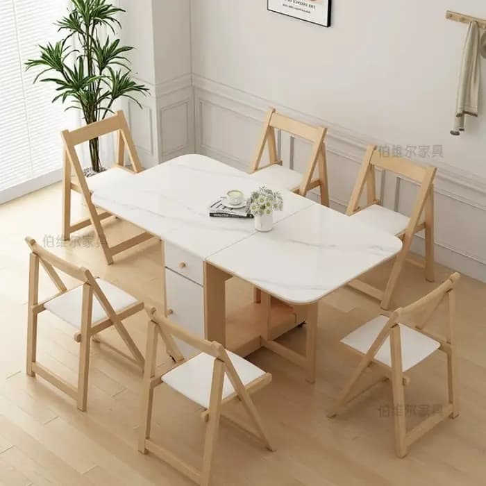 Table de cuisine pliable, chaises de patio, table à manger extérieure en bois, meubles de cuisine de luxe