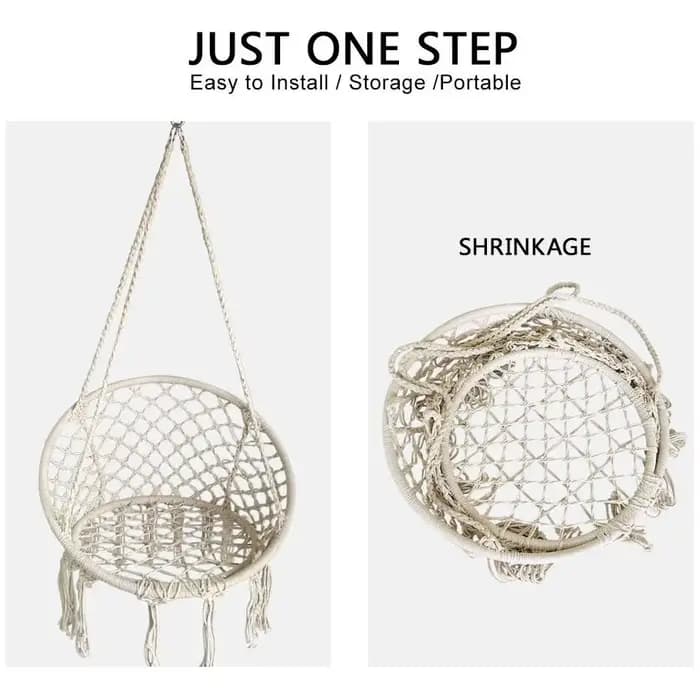 Hamac suspendu en corde de coton blanc