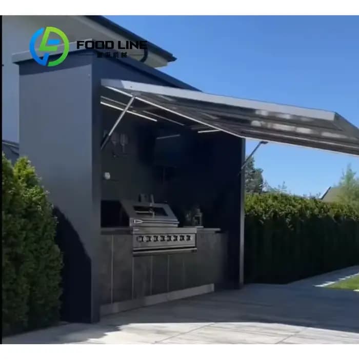Armoire de rangement pour barbecue en acier inoxydable sur mesure pour cuisine extérieure