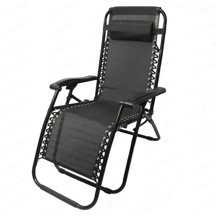 Chaise longue pliante noire – Fauteuil inclinable pour la sieste au bureau, la plage et les loisirs,
