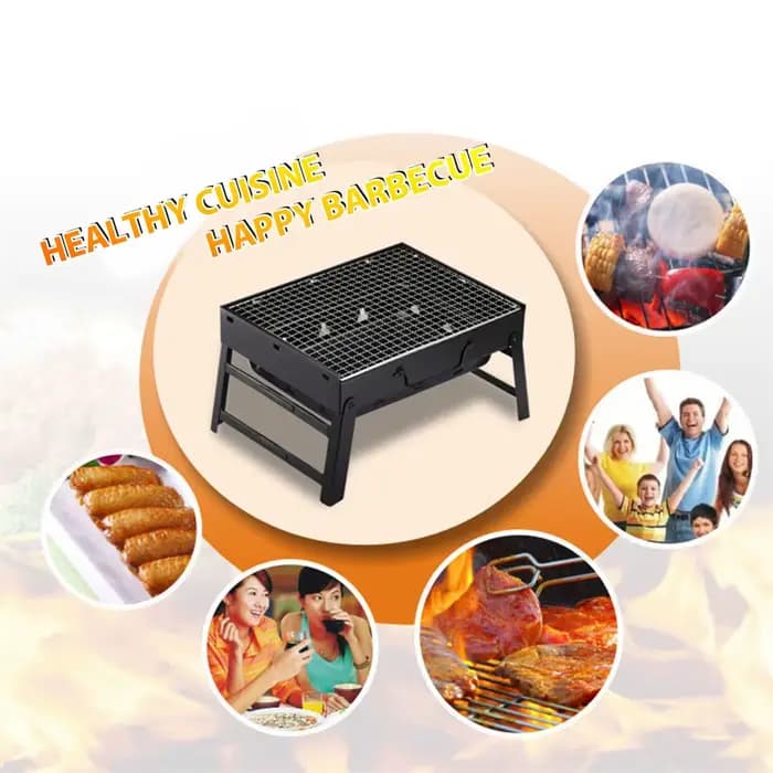 1 Ensemble de Barbecue au Charbon de Bois Portable Pliable en Acier pour Grillades en Extérieur
