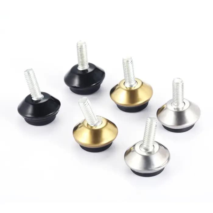 4 Pcs M6x15mm Pivotant Meubles Jambe Niveleurs de Pieds Glisse Pieds Réglables De Base Noire pour Ta