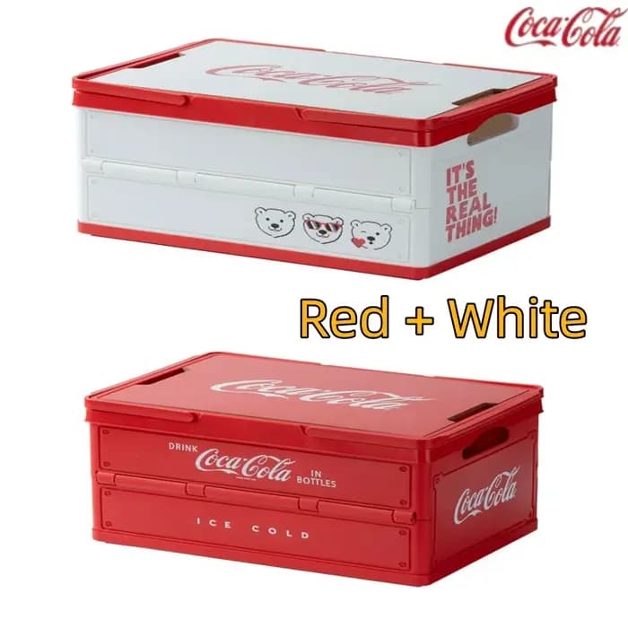 Boîte de rangement pliable Coca-Cola pour l'extérieur, boîte de camping pliable, organisateur de camping, boîte de rangement pour coffre de voiture avec couvercle en bois, rangement domestique