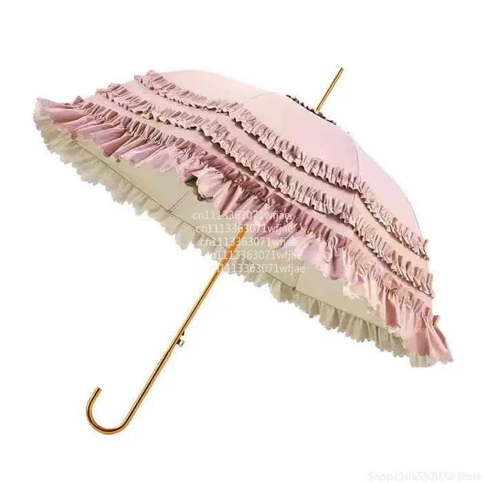 Parasol droit à 8 baleines multi-couches à volants