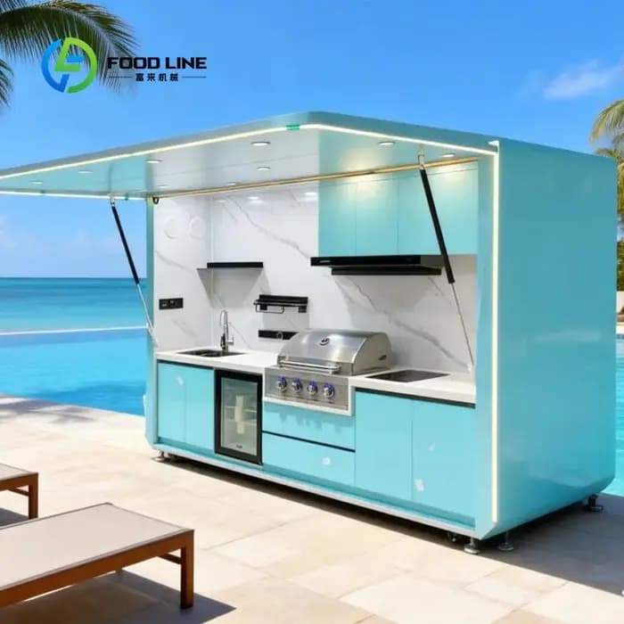 Chariot de cuisine de camping extérieur haut de gamme personnalisé, table pliable, rangement multifo