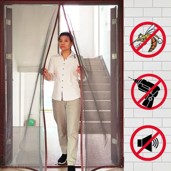 Moustiquaire magnétique à fixer sur une porte, anti-moustique, anti-mouches, rideau à installation f