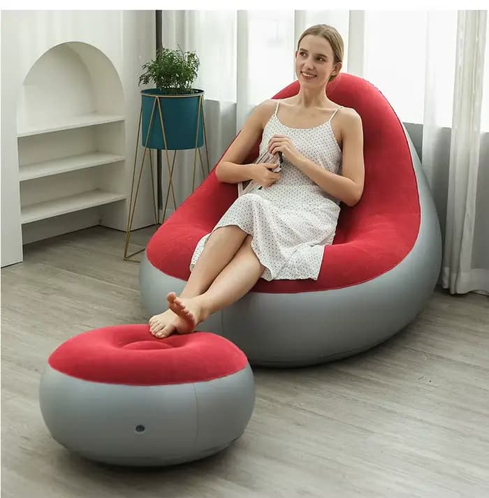 Chaise longue gonflable pour adultes, canapé paresseux Portable pliable avec tabouret, canapé d'air