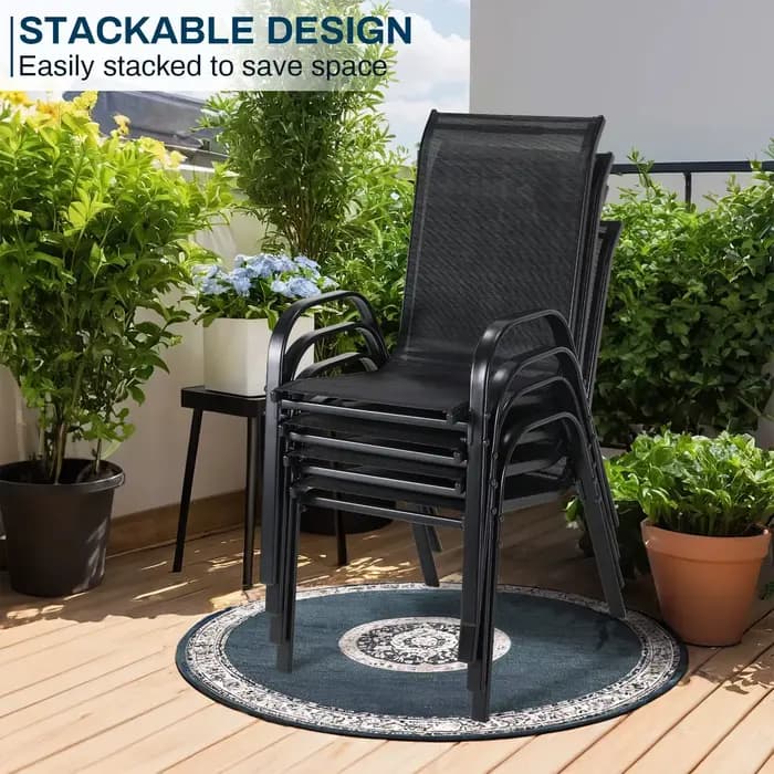 Chaises de jardin pliantes en acier et tissu Teslin
