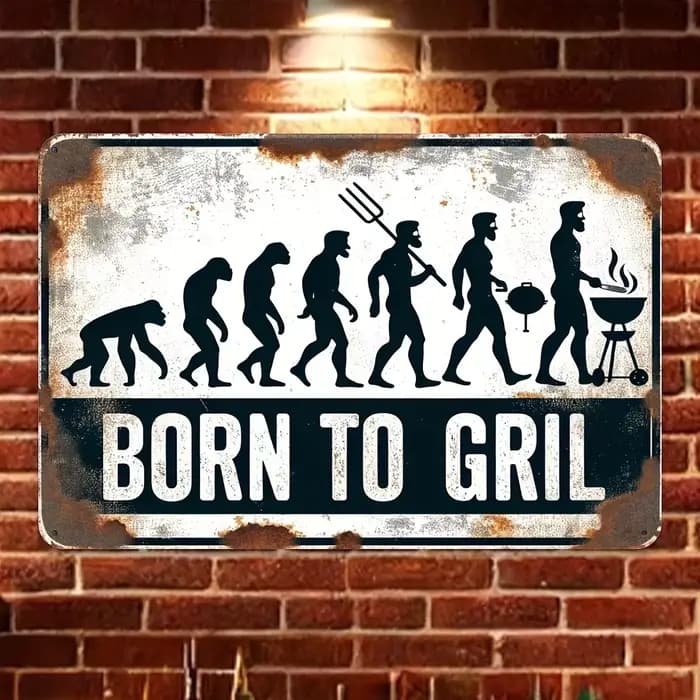 1PC Logo mural vintage en fer pour barbecue - Polyvalent