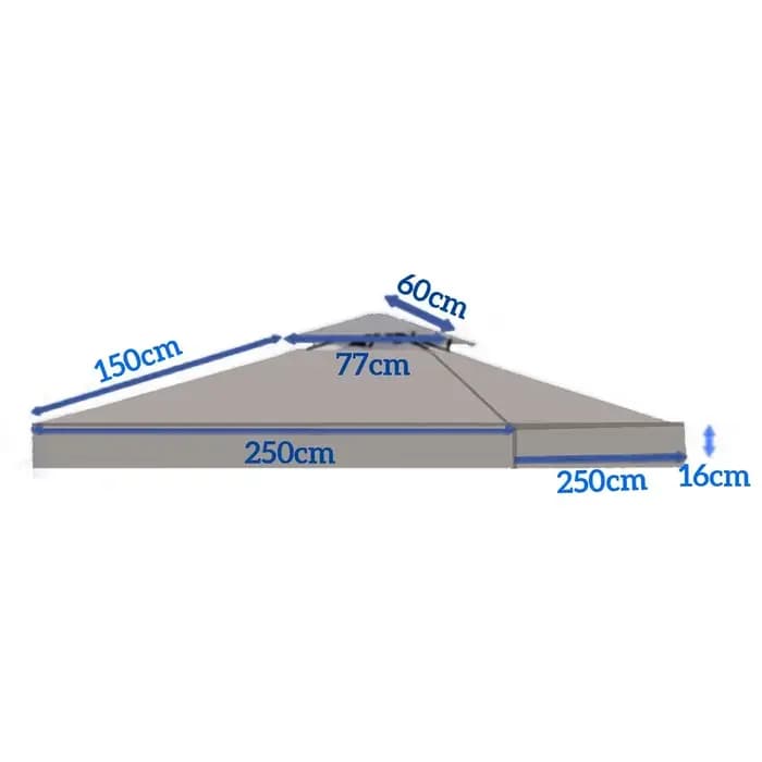 2.5x2.5m extérieur jardin Parasol tissu Gazebo auvent