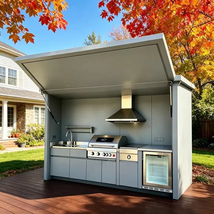 Meubles de cuisine extérieurs modernes et élégants avec configuration barbecue complète