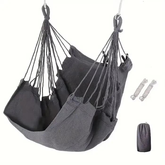 Fauteuil hamac portable en tissu avec conception anti-basculement - Comprend un sac de rangement pour patio