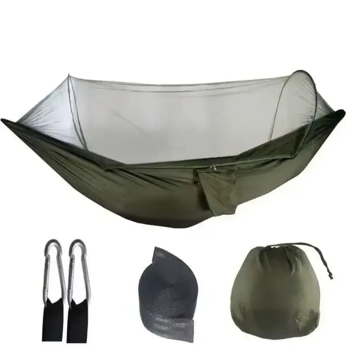 Hamac extérieur 250x120cm avec filet – Tissu de parachute léger pour le camping et les voyages