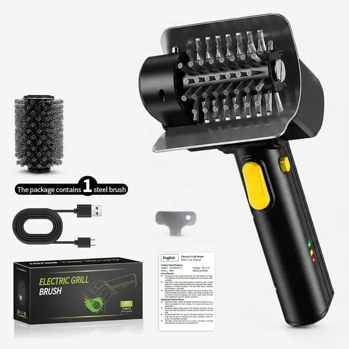 Brosse de nettoyage électrique rechargeable pour barbecue 1100 tr/min, outil de nettoyage de barbecu