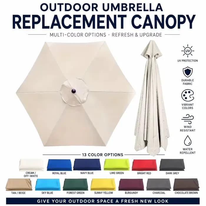 Tissu de rechange pour parasol de jardin extérieur