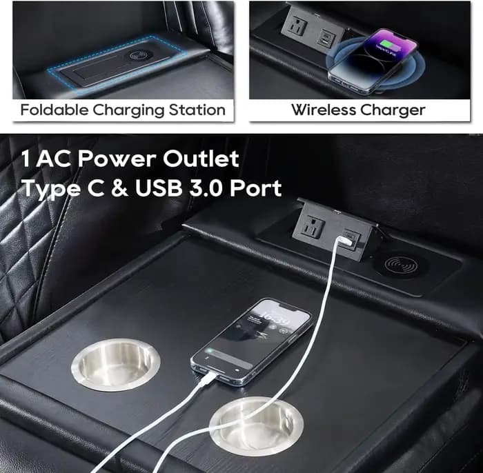 TODRANI Canapé inclinable électrique 0 gravité avec chargeur sans fil, lampadaires LED, lampe de lec