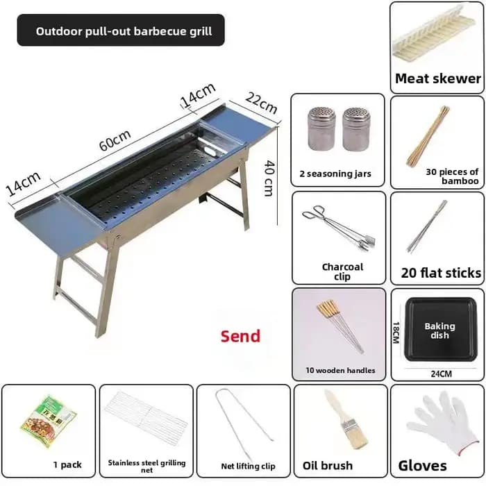 Barbecue portable pliable en acier inoxydable pour camping en plein air