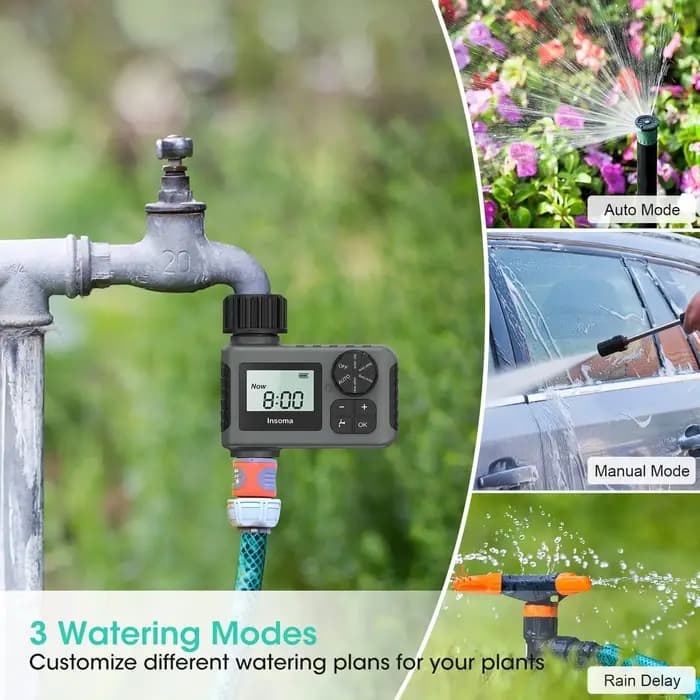INSOMA-Système d'arrosage automatique intelligent, minuterie d'irrigation, écran LCD, IPX5, minuteri