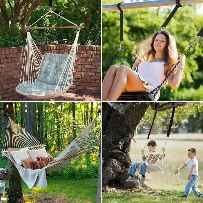 Une paire de Kit de suspension de balançoire d'arbre, sangles de hamac pour Camping, capacité de cha