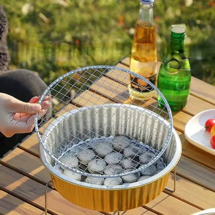 Grille de barbecue ronde jetable antiadhésive pour le camping en plein air