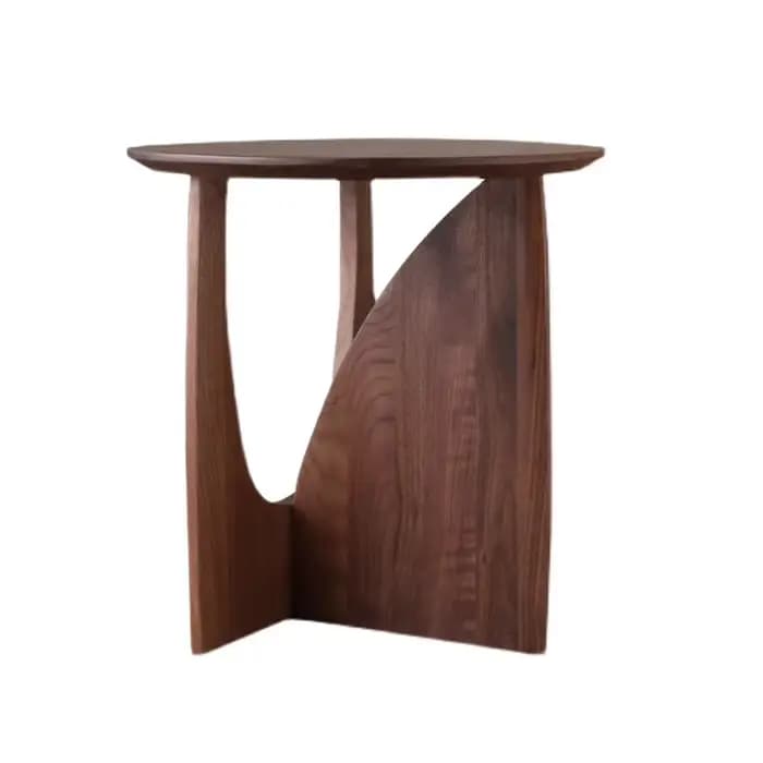 Table basse ronde nordique en bois massif, Table d'appoint pour canapé, bureau de chevet en noyer no