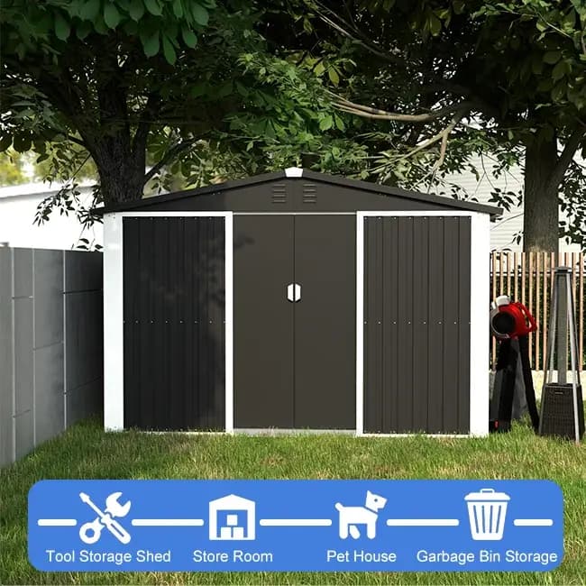 Abri de jardin pour le rangement extérieur, abri de stockage, maison de rangement en acier galvanisé, imperméable, antirouille, anti-rongeurs