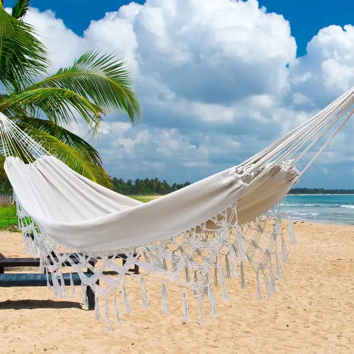 Hamac à franges en macramé, deux places, fait à la main, pour maison, extérieur, jardin, plage