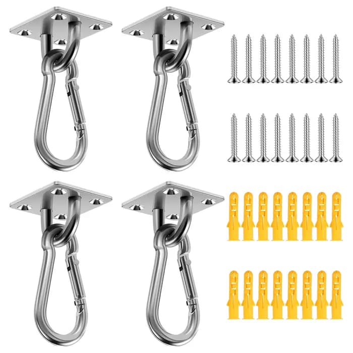 Crochet de suspension pour hamac M6 en acier inoxydable avec vis, crochet de plafond robuste, Kit de suspension antirouille pour intérieur et extérieur