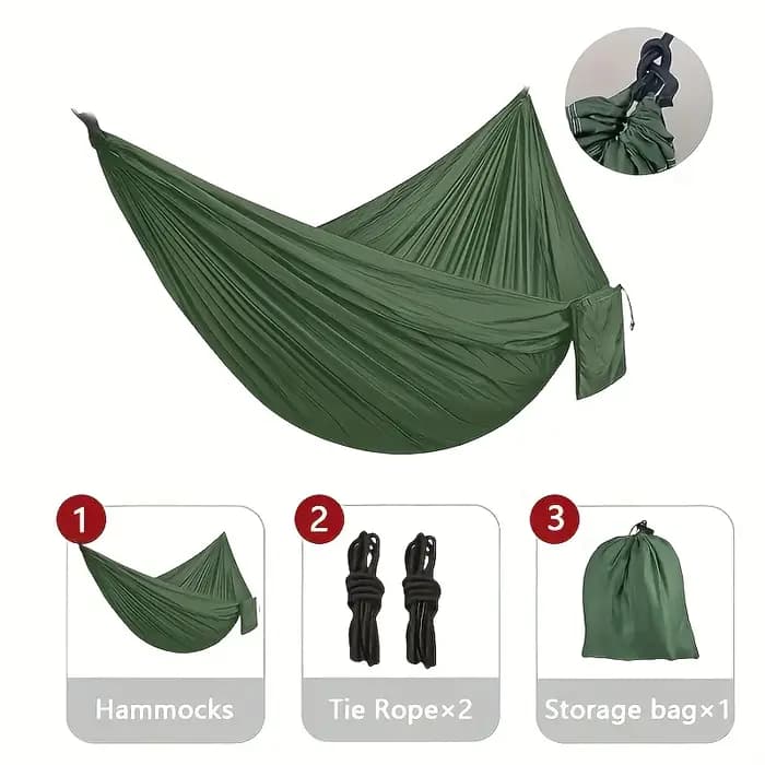 1 ensemble de hamacs avec sangles et sac de rangement, adaptés aux pique-niques à la plage, à la randonnée, chaises longues d'extérieur légères et durables, balançoires