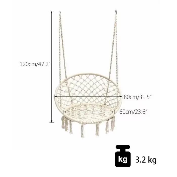 Hamac suspendu, chaise suspendue en corde de coton avec coussin et kit de fixation, chaises suspendu