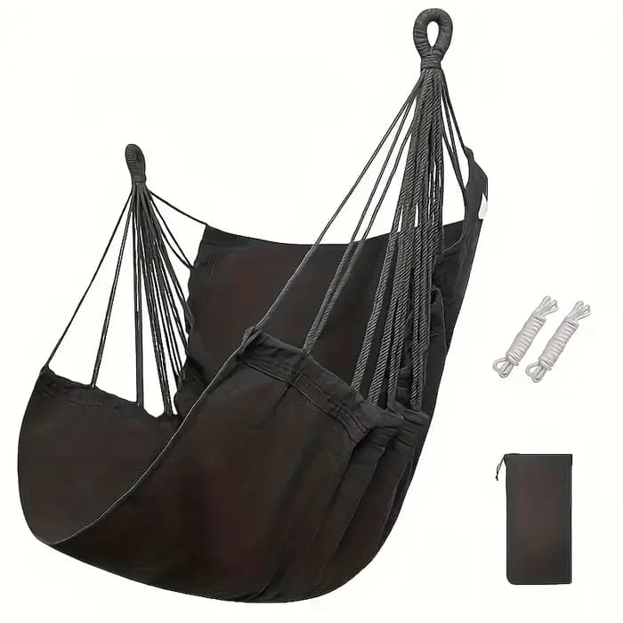 1 chaise hamac suspendue avec sac de rangement pour patio extérieur