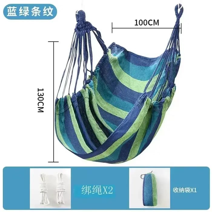 Hamac chaise en toile rayée colorée, sans coussin, durable, pour intérieur/extérieur/camping, idéal pour les loisirs en famille