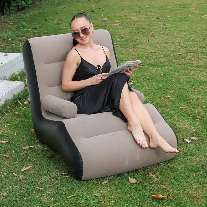 Fauteuil inclinable gonflable 1 pièce, chaise longue pliable pour chambre à coucher, canapé d'intérieur inclinable avec accoudoirs, fauteuil inclinable d'extérieur
