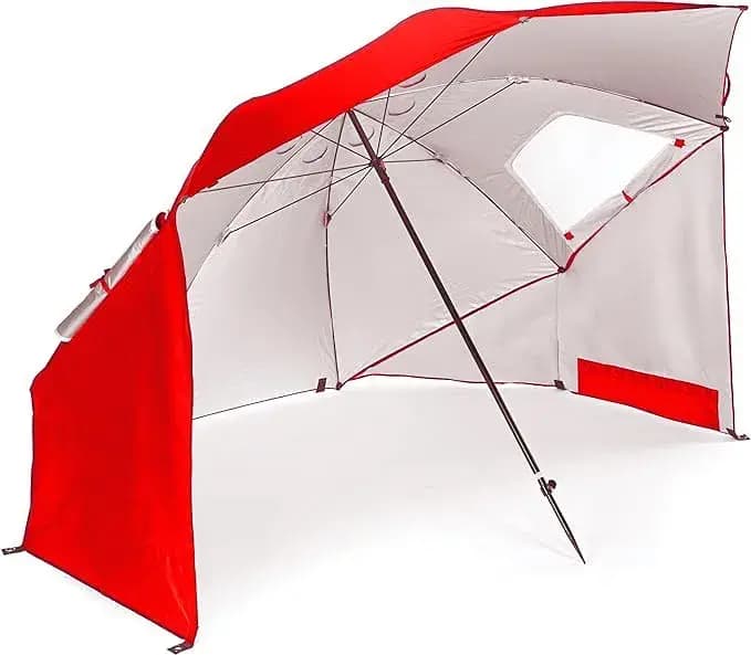 Parasol de plage coupe-vent UPF 50+ avec ancre de sable et inclinaison, pare-soleil portable et pliable pour patio, jardin, piscine, cour, pelouse, extérieur