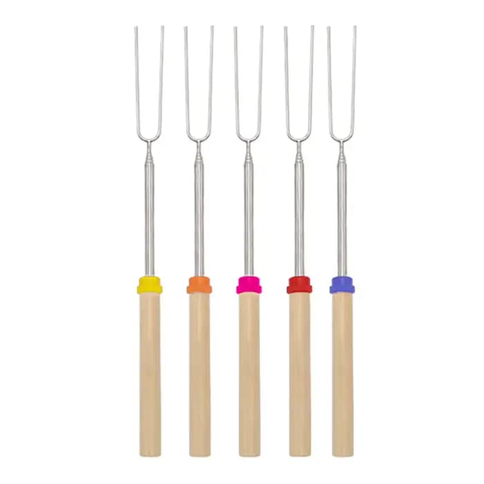 Fourchettes de Barbecue télescopiques réglables, brochettes en métal, bâton de rôtissage adapté à ma