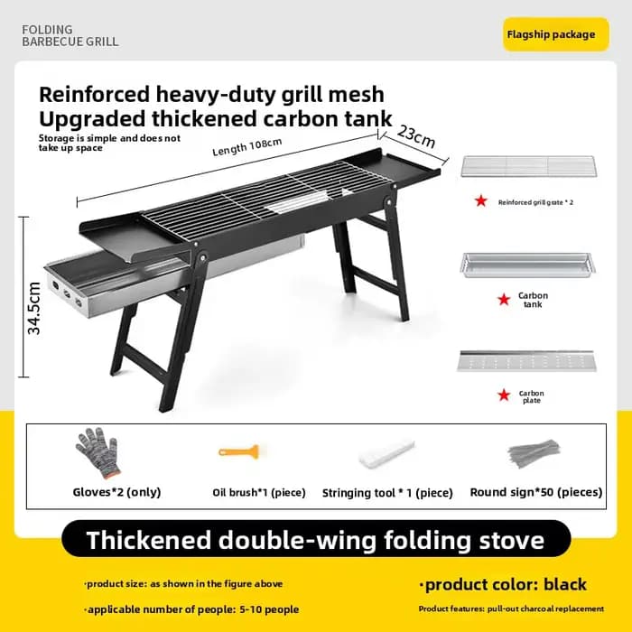 Nouveau barbecue portable pliable d'extérieur grande taille pour la famille