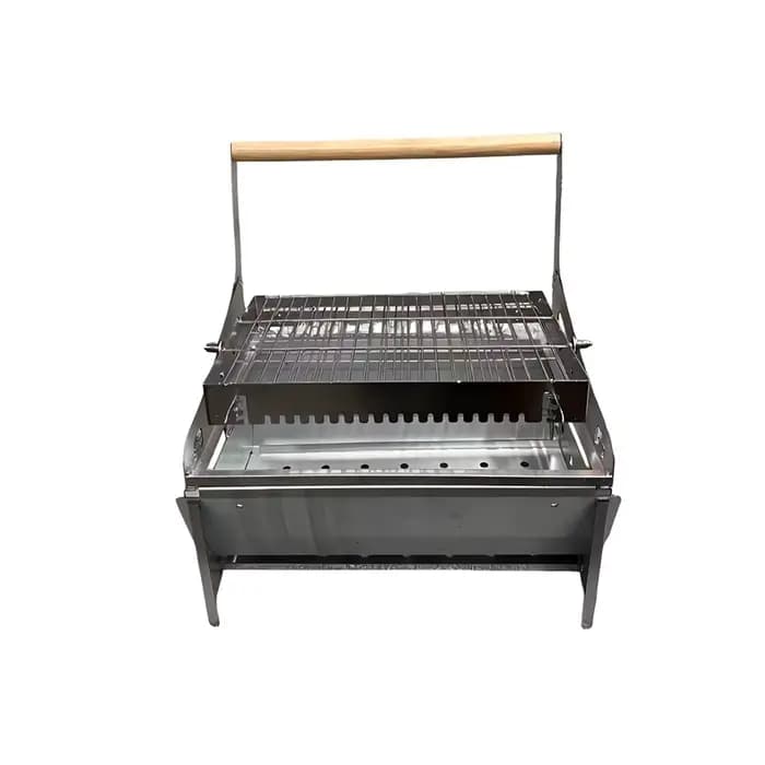 Portable 360 ° Barbecue pliable rotatif au charbon de bois en acier inoxydable avec grille amovible pour le camping