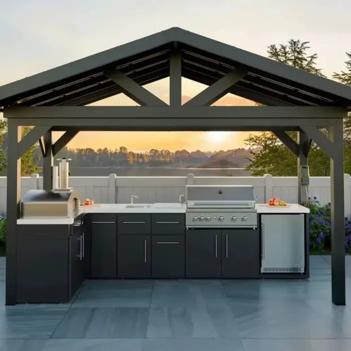 Armoire de cuisine extérieure sur mesure en acier inoxydable 304 avec évier