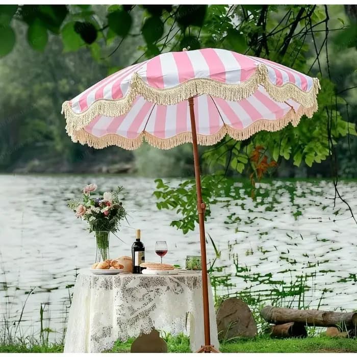Parasol de marché avec pompon