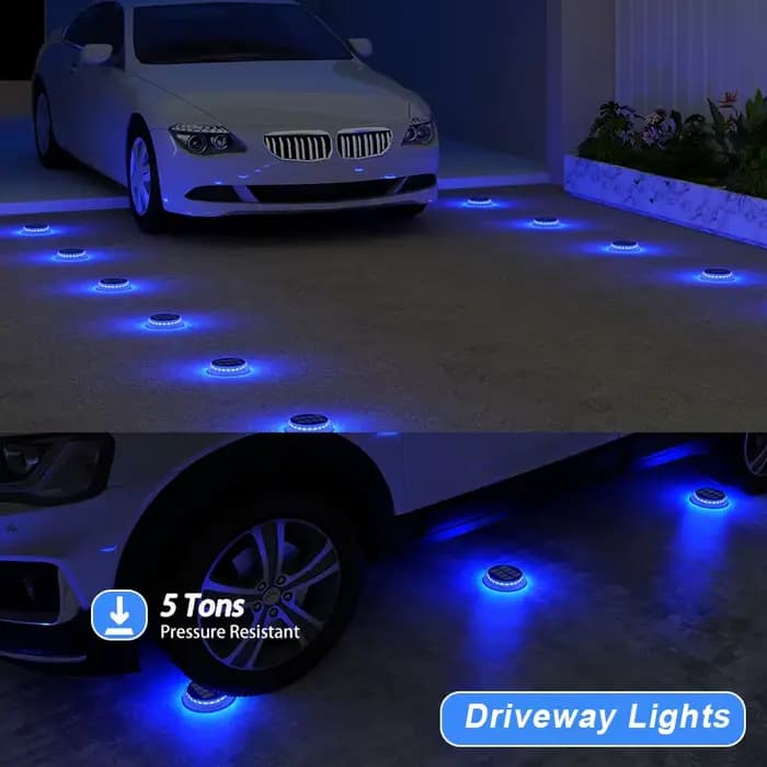 6 paquets de lumières solaires d'allée, lumières de quai solaires bleues, lumières de pont solaires