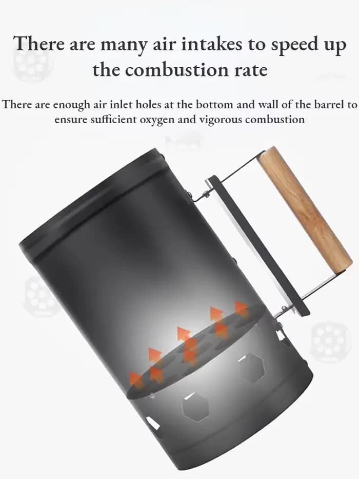 Barbecue portable en acier inoxydable avec seau à charbon et allumeur intégré