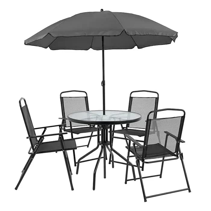 Ensemble de chaises de Table de Style européen et américain avec parapluie pliable pour salle à manger ou loisirs de plein air en hôtel dans plusieurs scénarios