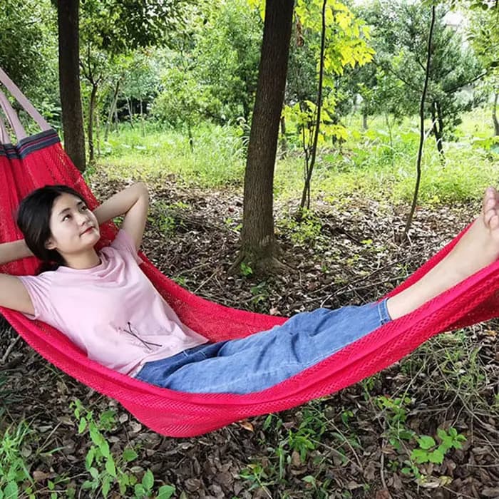 Hamac de jardin de randonnée de Camping en plein air de taille simple et Double de tissu de Parachut
