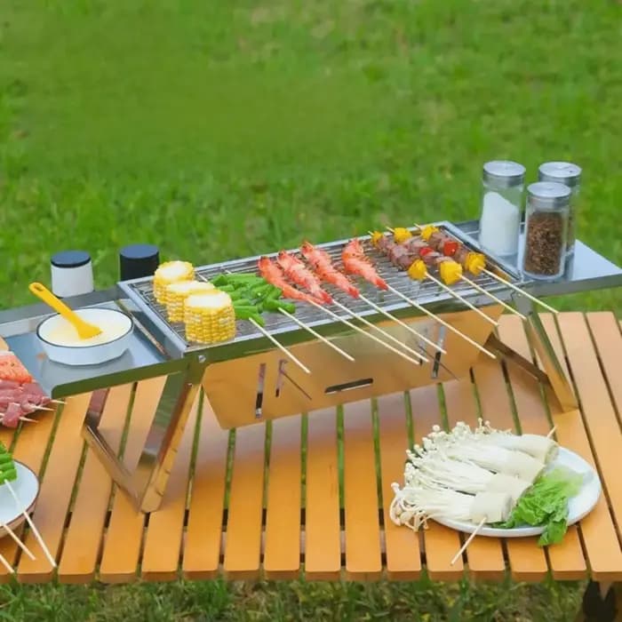Réchaud à barbecue pliable en acier inoxydable Réglage de la chaleur réglable