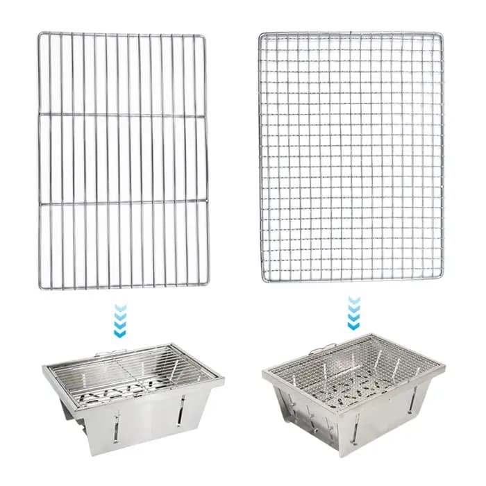 Barbecue pliable Pandatour Camping 1Unit IGT, facile à installer, portable, pour la randonnée, réchaud à charbon de bois, grille en acier inoxydable.