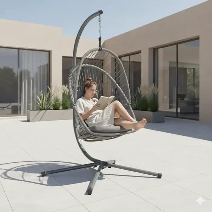 Chaise à œufs suspendue avec cadre en acier moderne