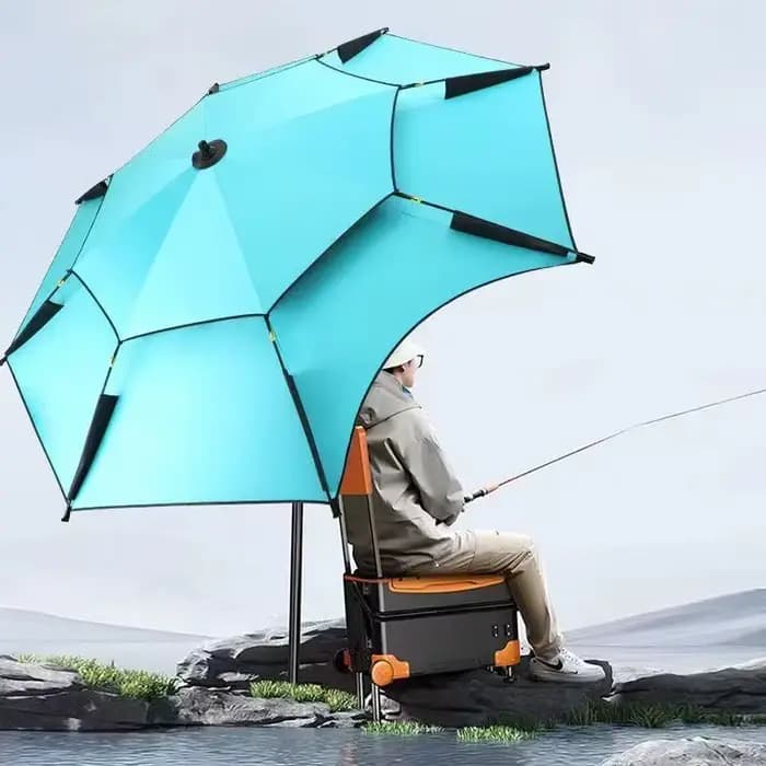 Parasol pliant double couche de 2.2M, parapluie de camping en plein air, outil de pêche, pare-soleil